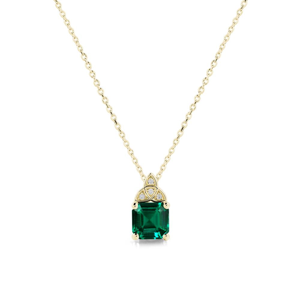 Asscher Cut Emerald Necklace with Celtic Knot - LUO Jewelry #metal_18k yellow gold