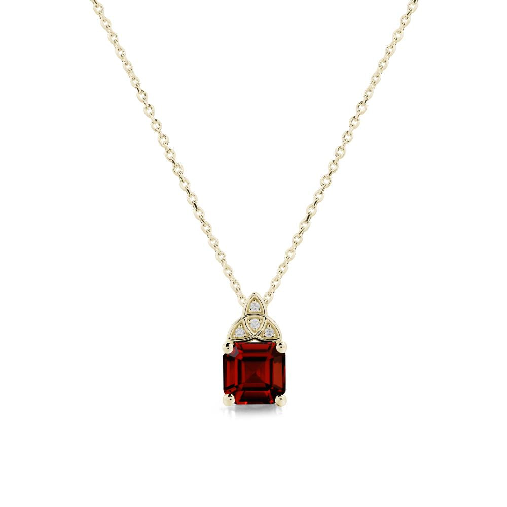 Celtic Knot Asscher Cut Garnet Necklace - LUO Jewelry #metal_14k yellow gold