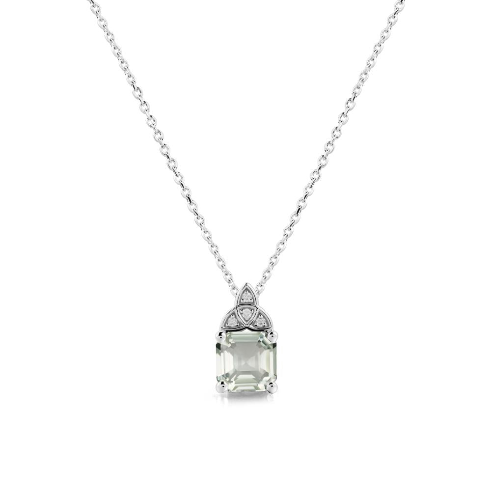 Asscher Cut Green Amethyst Necklace with Celtic Knot - LUO Jewelry #metal_sterling silver