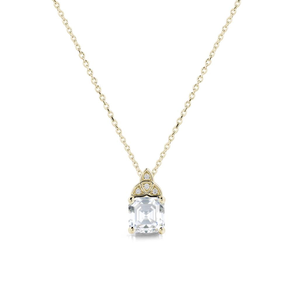 Celtic Knot Asscher Cut Moissanite Necklace - LUO Jewelry #metal_14k yellow gold