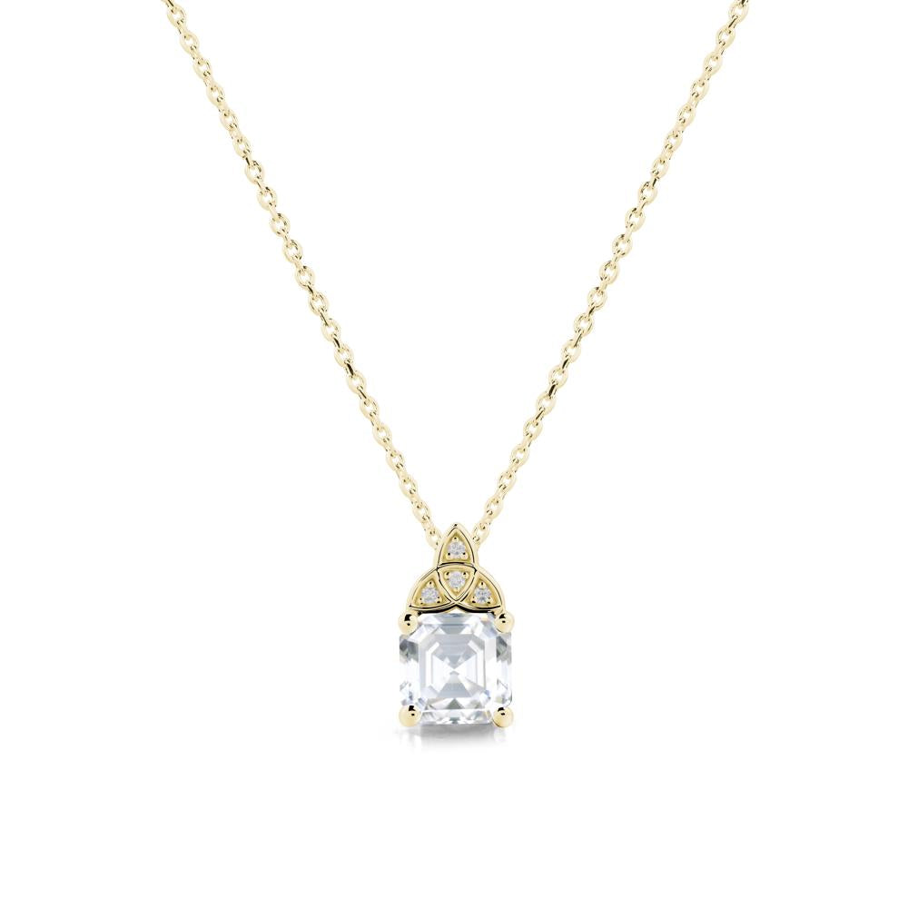 Celtic Knot Asscher Cut Moissanite Necklace - LUO Jewelry #metal_18k yellow gold