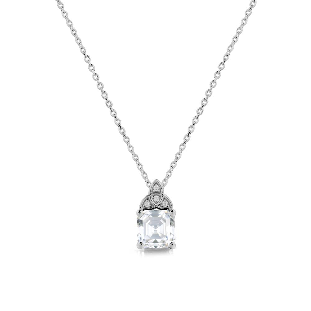 Celtic Knot Asscher Cut Moissanite Necklace - LUO Jewelry #metal_platinum