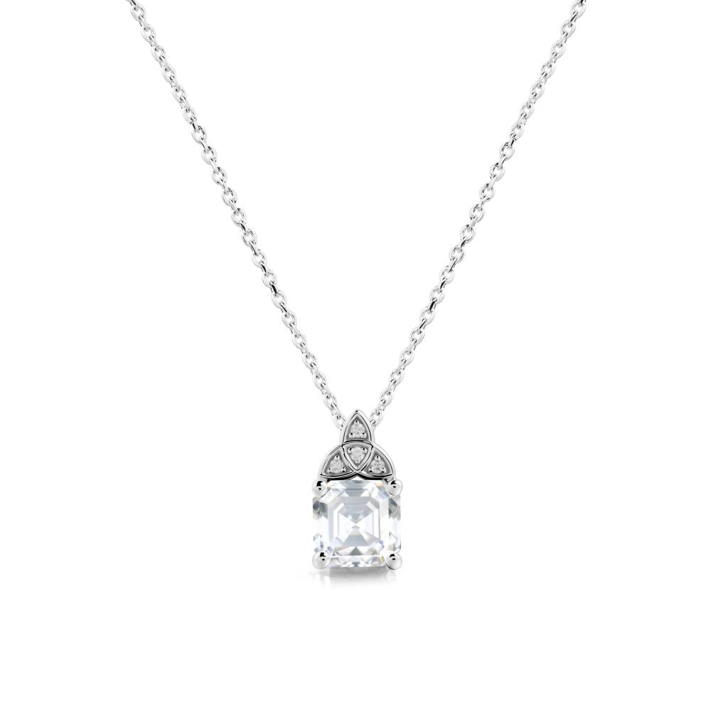 Celtic Knot Asscher Cut Moissanite Necklace - LUO Jewelry #metal_sterling silver