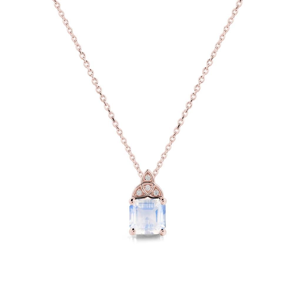 Asscher Cut Moonstone Necklace with Celtic Knot - LUO Jewelry #metal_18k rose gold
