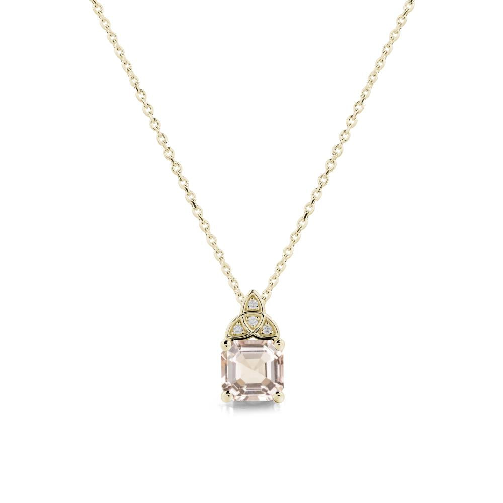 Celtic Knot Asscher Cut Morganite Necklace - LUO Jewelry #metal_14k yellow gold