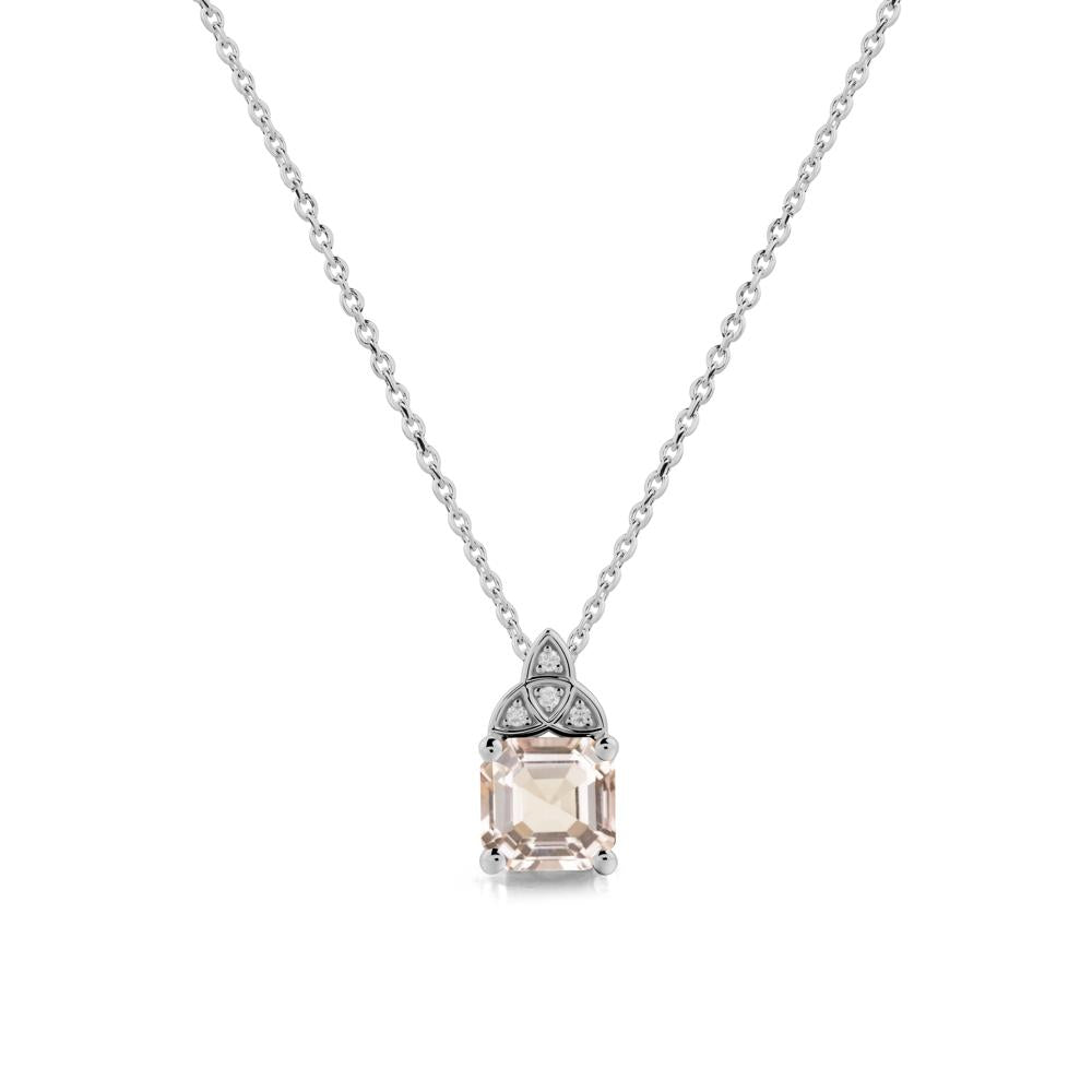 Celtic Knot Asscher Cut Morganite Necklace - LUO Jewelry #metal_platinum