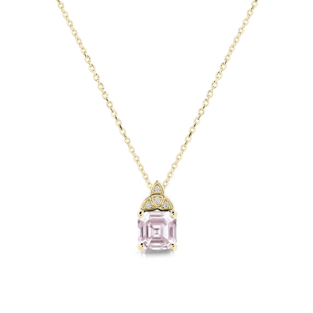 Asscher Cut Pink Cubic Zirconia Necklace with Celtic Knot - LUO Jewelry #metal_18k yellow gold
