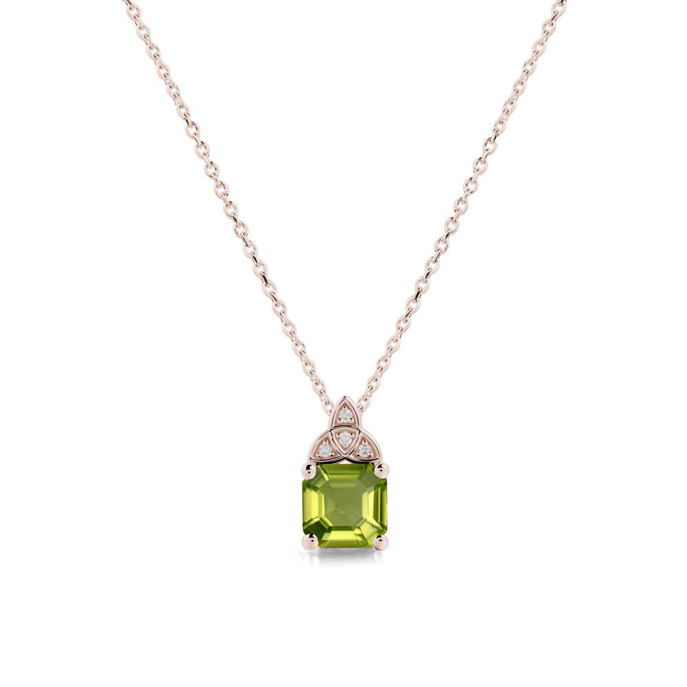 Celtic Knot Asscher Cut Peridot Necklace - LUO Jewelry #metal_14k rose gold