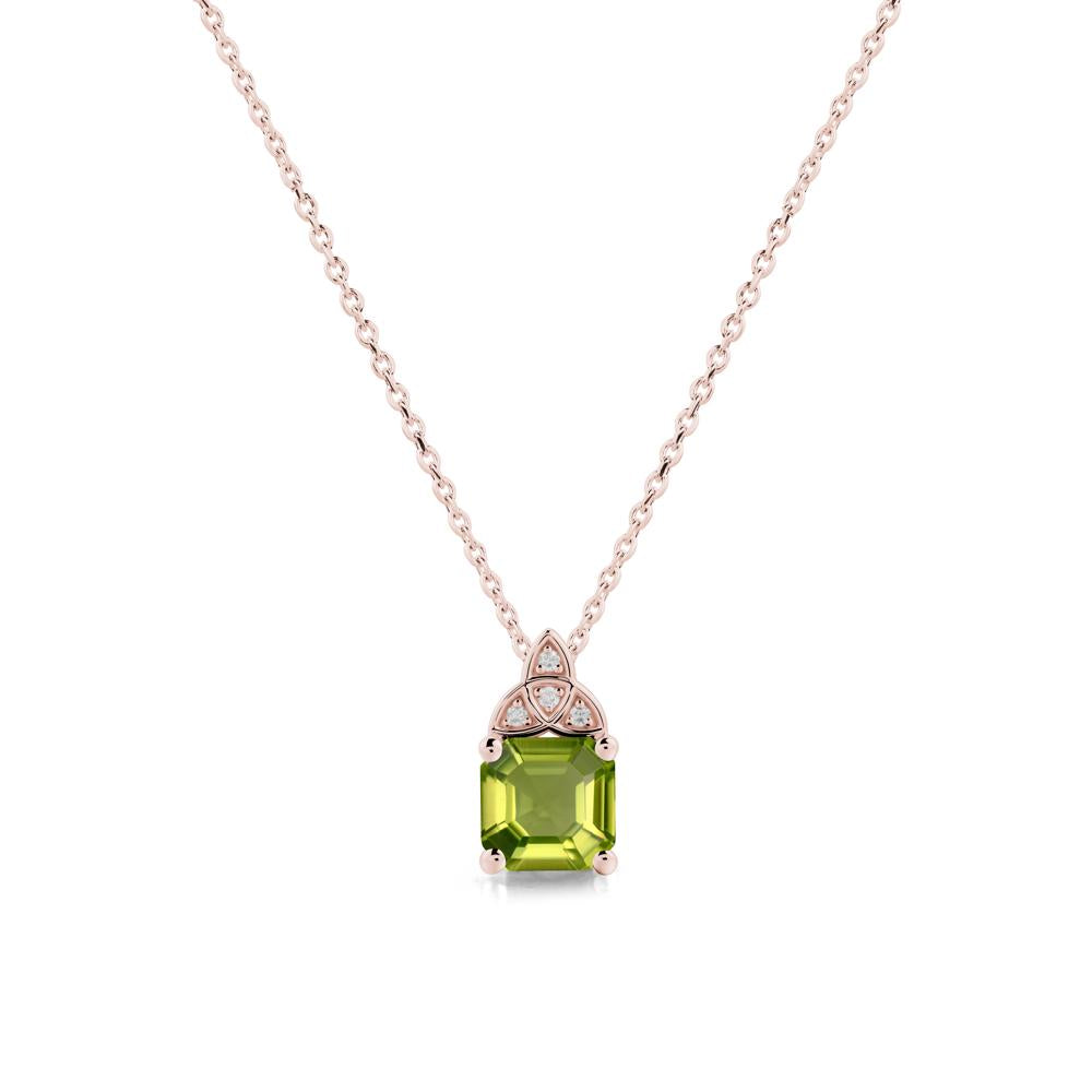Celtic Knot Asscher Cut Peridot Necklace - LUO Jewelry #metal_18k rose gold