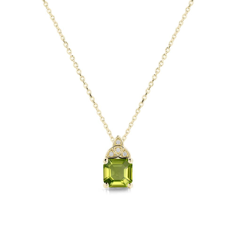 Celtic Knot Asscher Cut Peridot Necklace - LUO Jewelry #metal_18k yellow gold