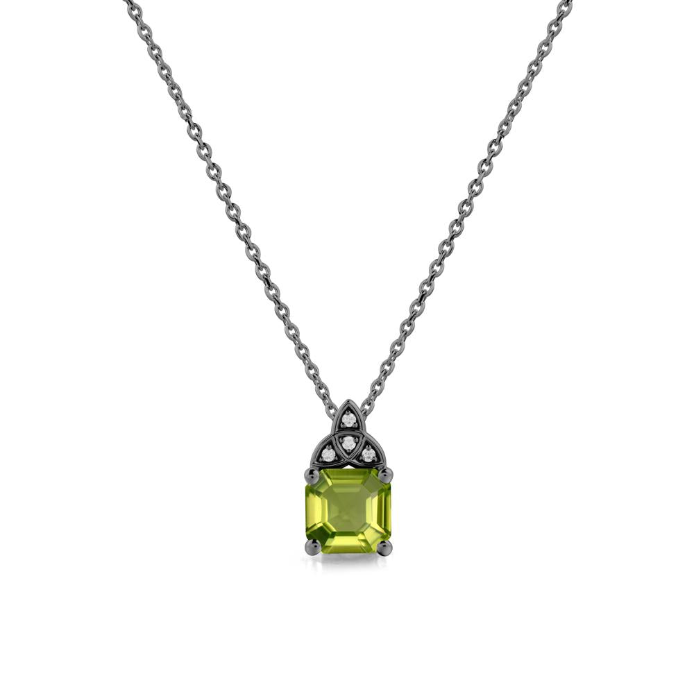 Celtic Knot Asscher Cut Peridot Necklace - LUO Jewelry #metal_black finish sterling silver