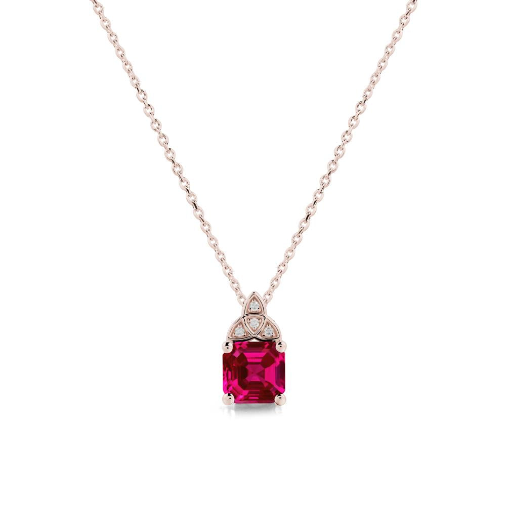 Celtic Knot Asscher Cut Ruby Necklace - LUO Jewelry #metal_14k rose gold