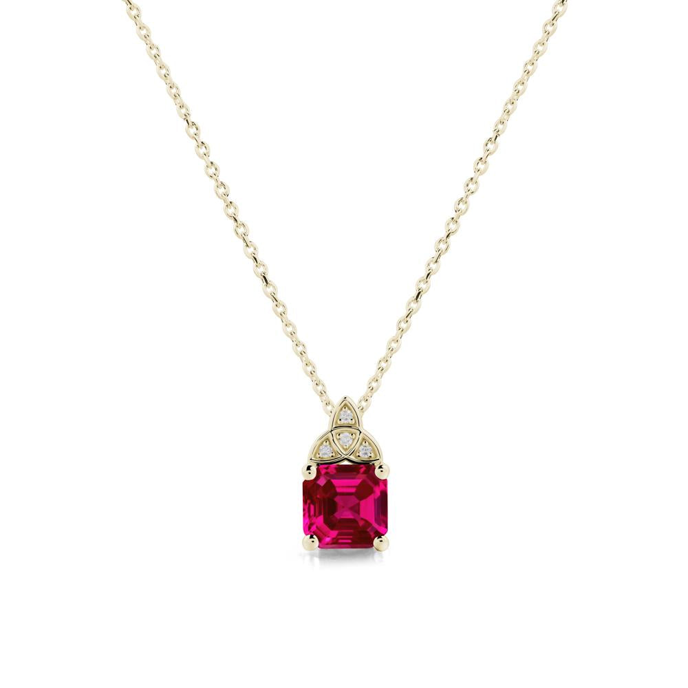 Celtic Knot Asscher Cut Ruby Necklace - LUO Jewelry #metal_14k yellow gold