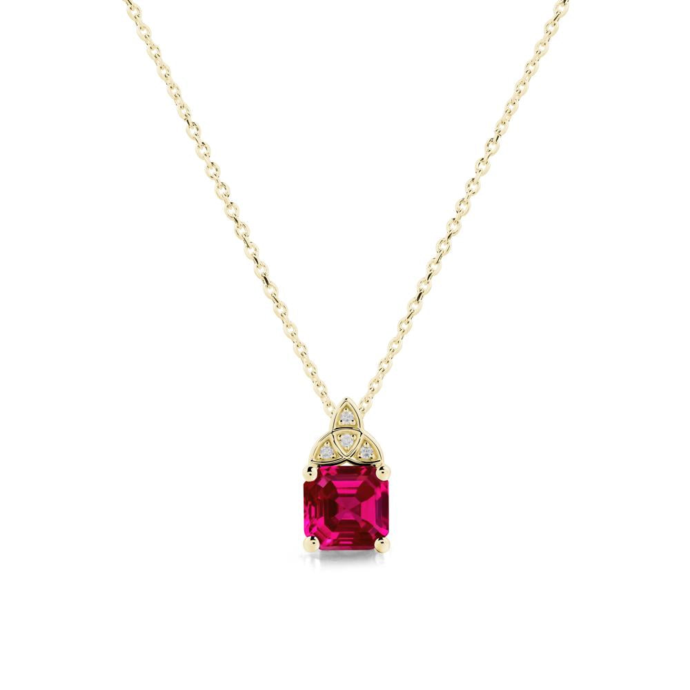 Celtic Knot Asscher Cut Ruby Necklace - LUO Jewelry #metal_18k yellow gold