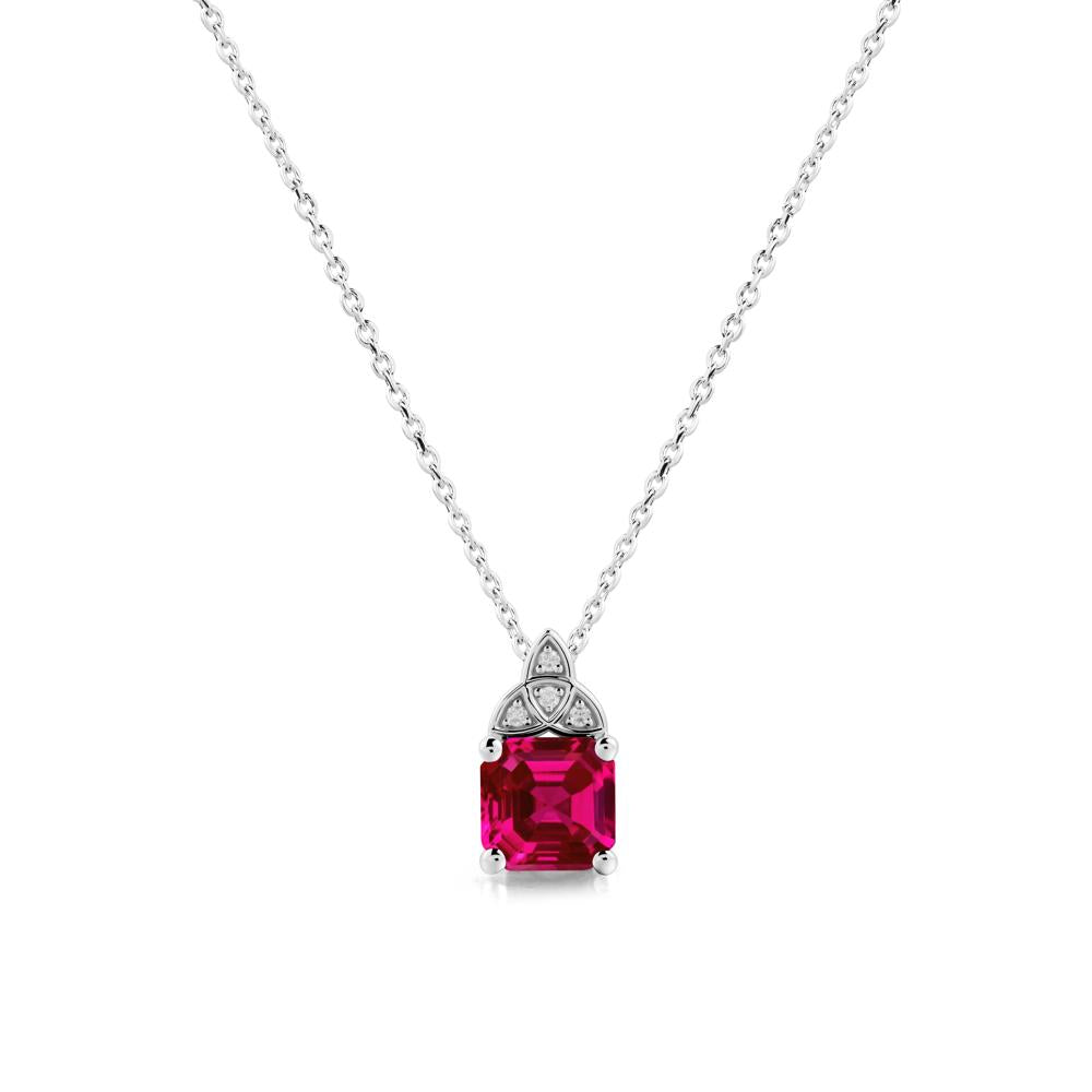 Celtic Knot Asscher Cut Ruby Necklace - LUO Jewelry #metal_sterling silver