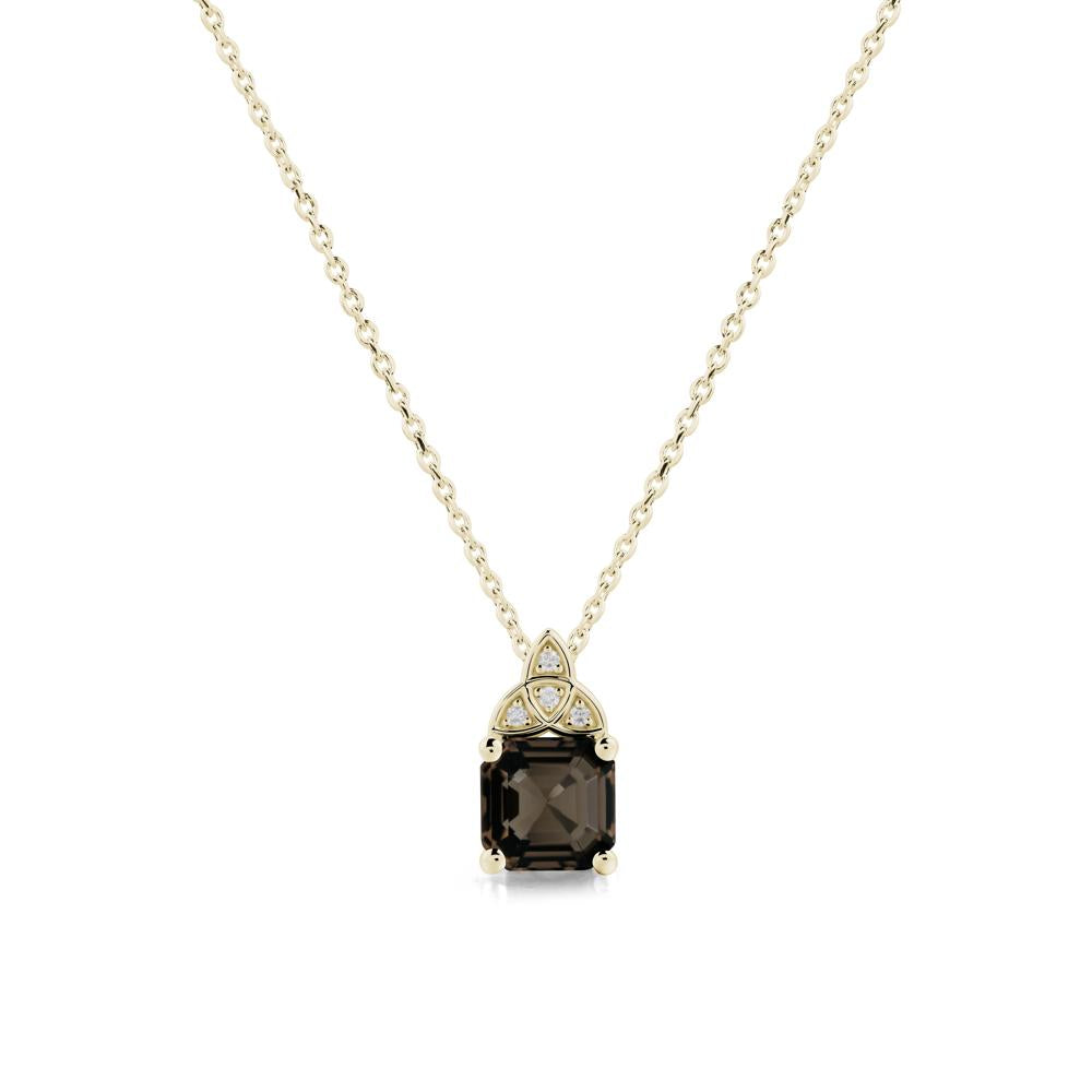 Celtic Knot Asscher Cut Smoky Quartz Necklace - LUO Jewelry #metal_14k yellow gold