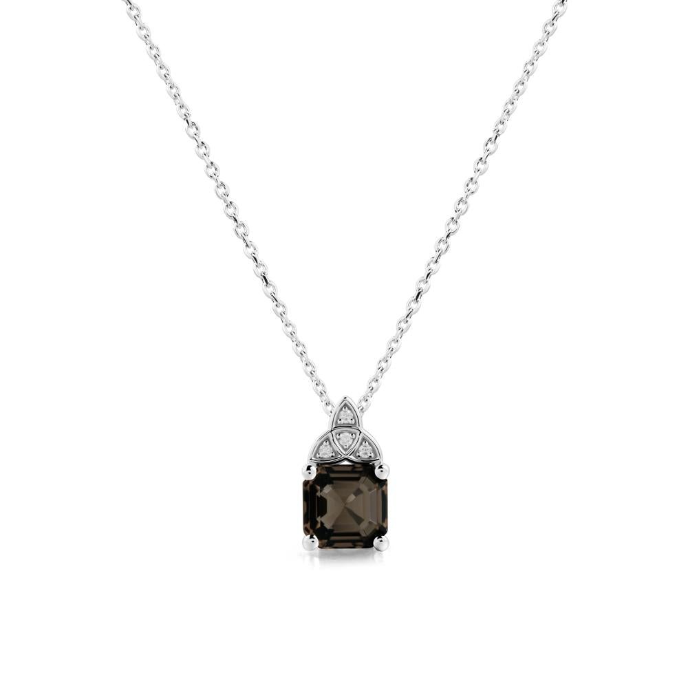 Celtic Knot Asscher Cut Smoky Quartz Necklace - LUO Jewelry #metal_sterling silver