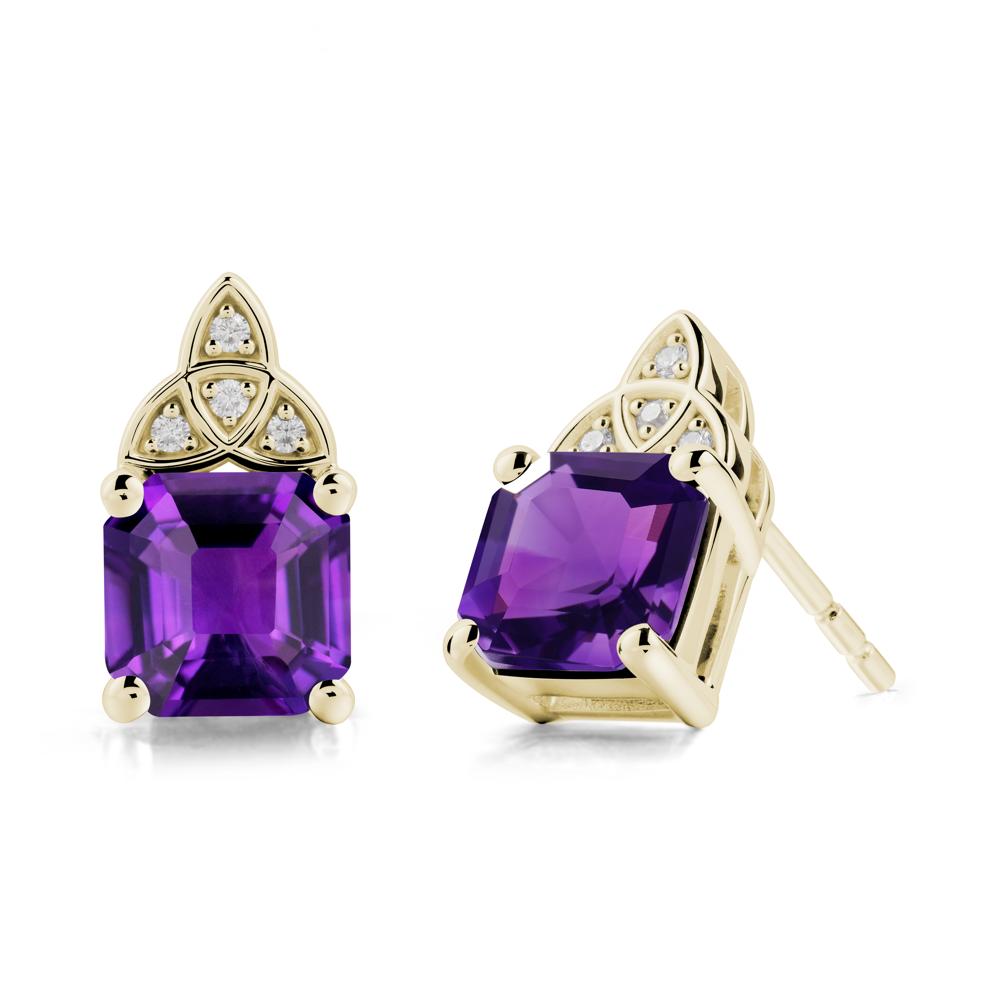 Asscher Cut Amethyst Celtic Knot Earrings - LUO Jewelry #metal_14k yellow gold
