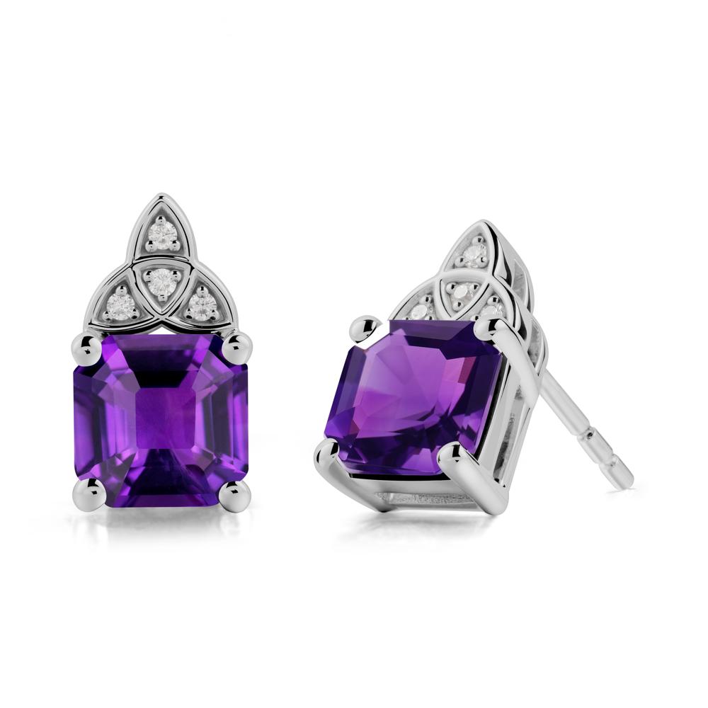 Asscher Cut Amethyst Celtic Knot Earrings - LUO Jewelry #metal_platinum
