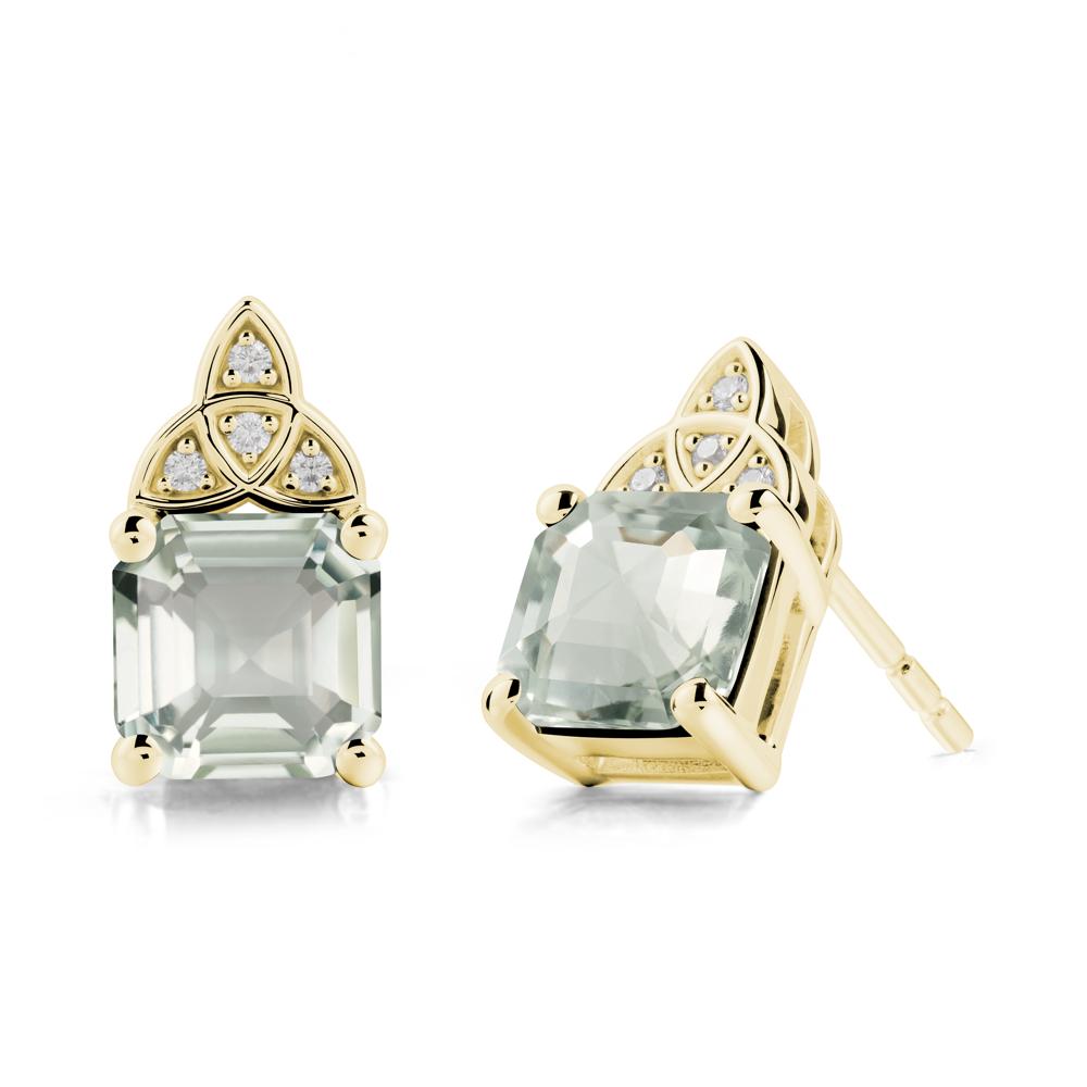 Celtic Knot Asscher Cut Green Amethyst Earrings - LUO Jewelry #metal_18k yellow gold