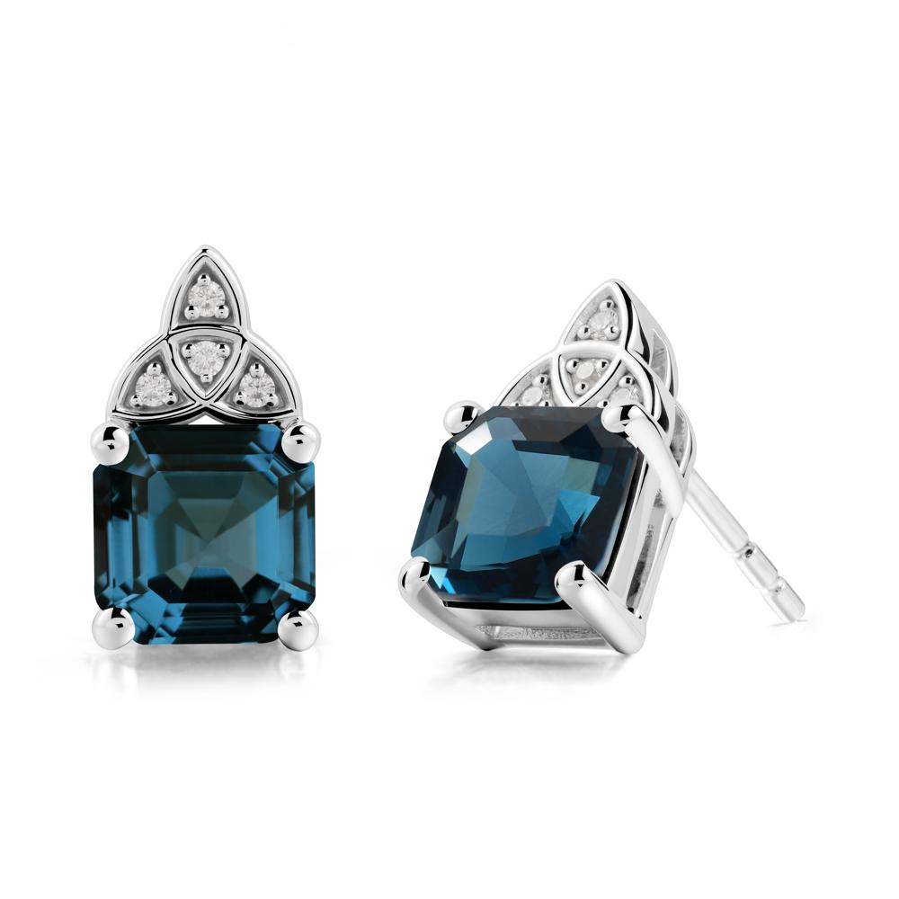 Celtic Knot Asscher Cut London Blue Topaz Earrings - LUO Jewelry #metal_sterling silver