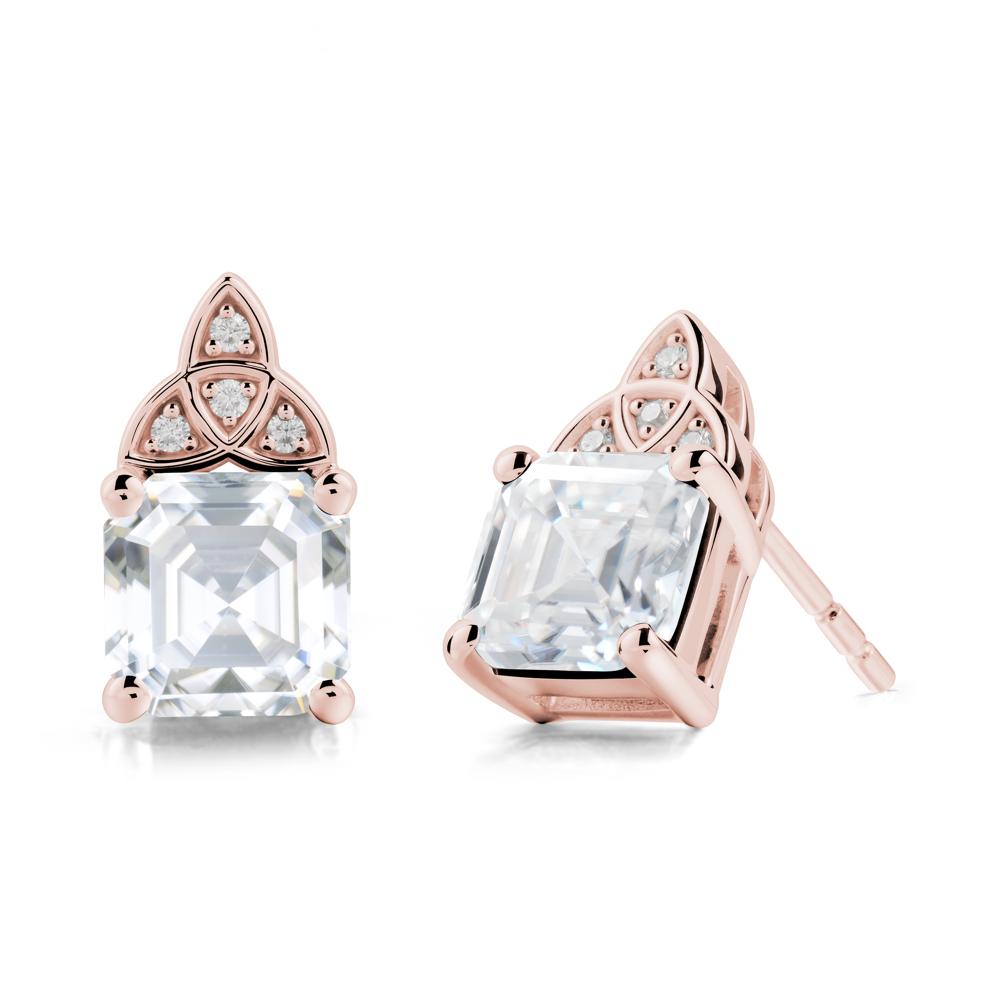 Asscher Cut Moissanite Celtic Knot Earrings - LUO Jewelry #metal_18k rose gold