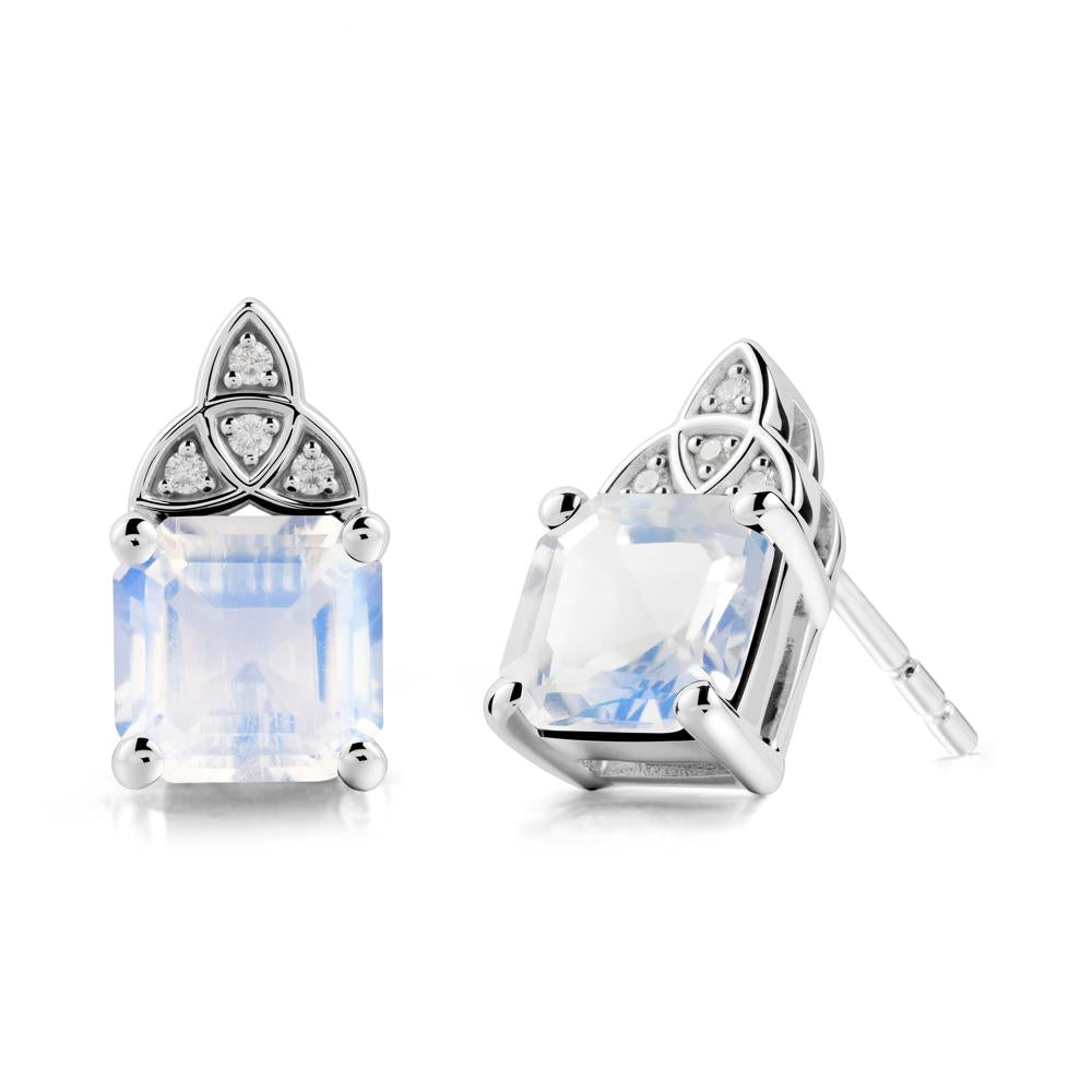 Celtic Knot Asscher Cut Moonstone Earrings - LUO Jewelry #metal_18k white gold