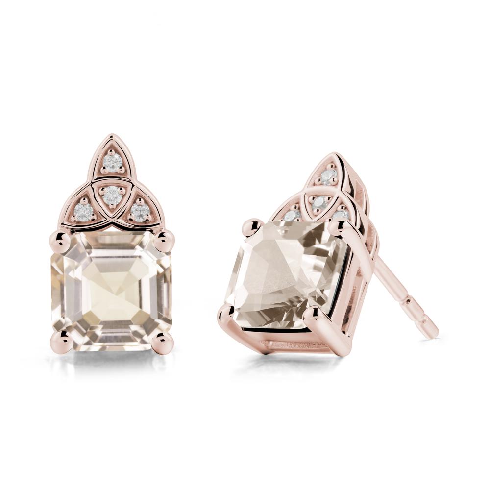 Asscher Cut Morganite Celtic Knot Earrings - LUO Jewelry #metal_14k rose gold