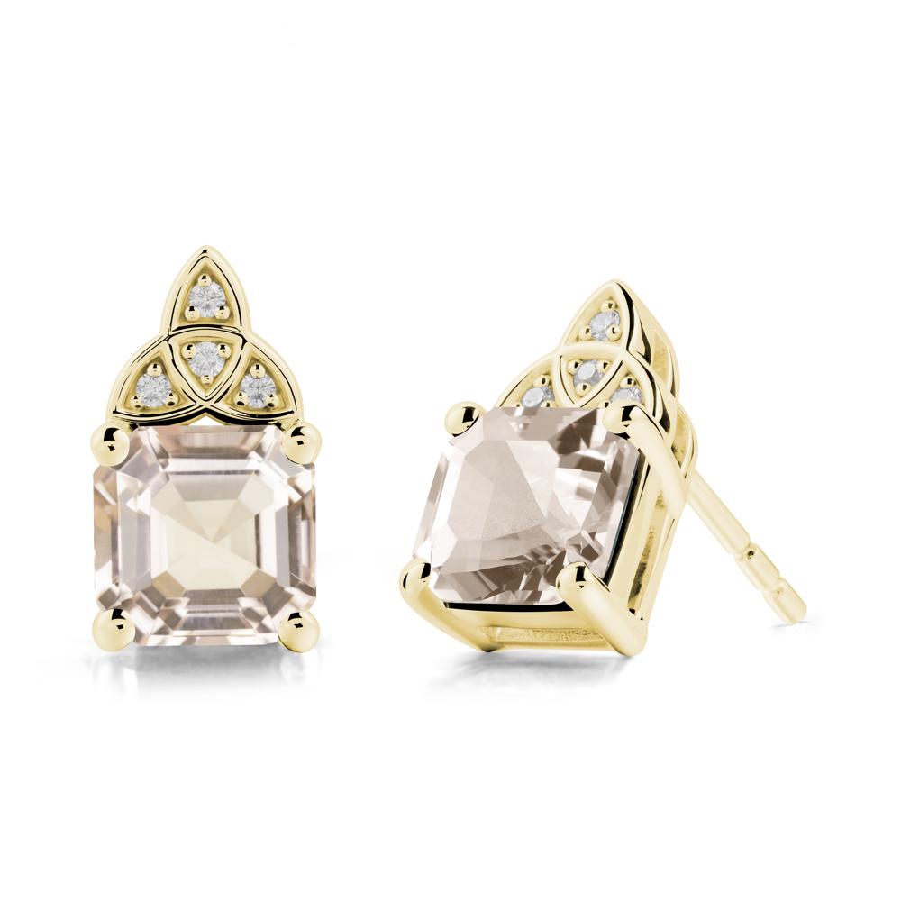 Asscher Cut Morganite Celtic Knot Earrings - LUO Jewelry #metal_18k yellow gold