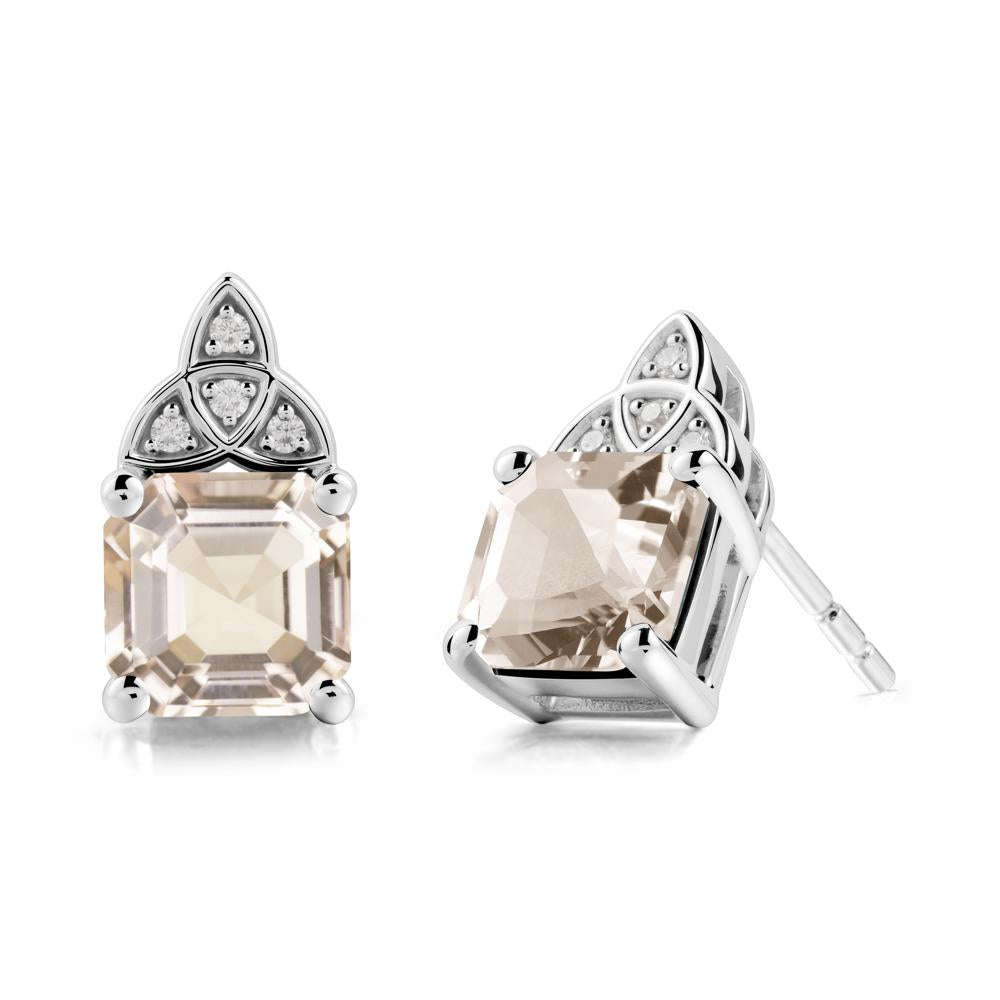Asscher Cut Morganite Celtic Knot Earrings - LUO Jewelry #metal_sterling silver