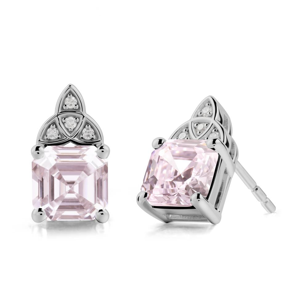 Celtic Knot Asscher Cut Pink Cubic Zirconia Earrings - LUO Jewelry #metal_platinum