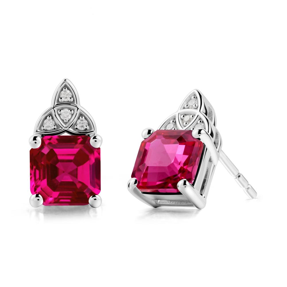 Asscher Cut Ruby Celtic Knot Earrings - LUO Jewelry #metal_sterling silver