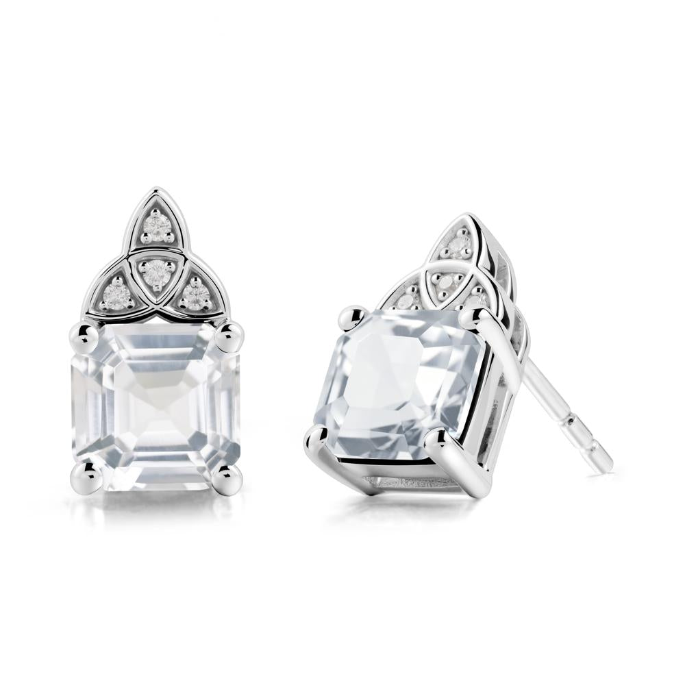 Asscher Cut White Topaz Celtic Knot Earrings - LUO Jewelry #metal_sterling silver