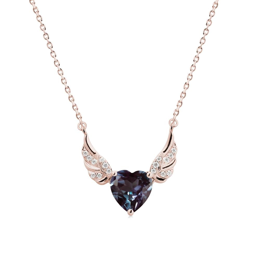 Winged Heart Shaped Alexandrite Pendant - LUO Jewelry #metal_14k rose gold