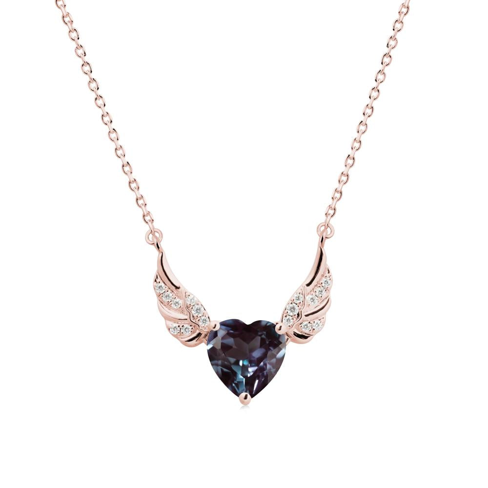 Winged Heart Shaped Alexandrite Pendant - LUO Jewelry #metal_18k rose gold