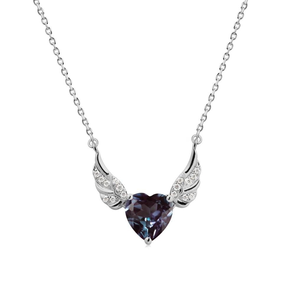 Winged Heart Shaped Alexandrite Pendant - LUO Jewelry #metal_platinum