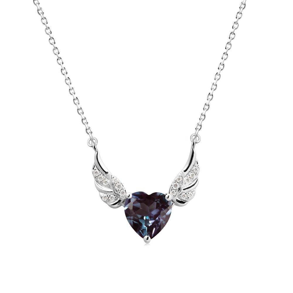 Winged Heart Shaped Alexandrite Pendant - LUO Jewelry #metal_sterling silver