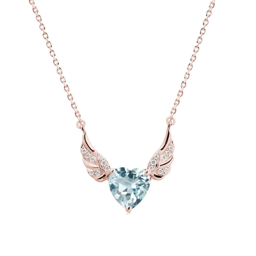 Winged Heart Shaped Aquamarine Pendant - LUO Jewelry #metal_18k rose gold