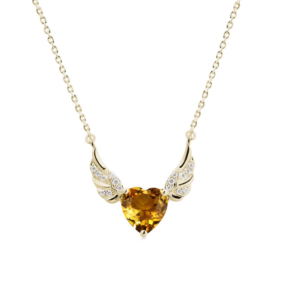 Winged Heart Shaped Citrine Pendant - LUO Jewelry #metal_14k yellow gold