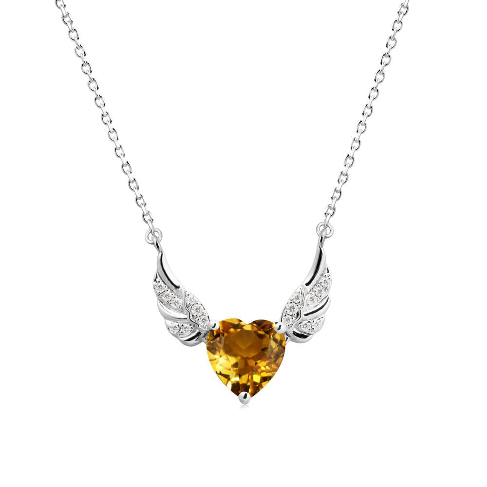 Winged Heart Shaped Citrine Pendant - LUO Jewelry #metal_sterling silver