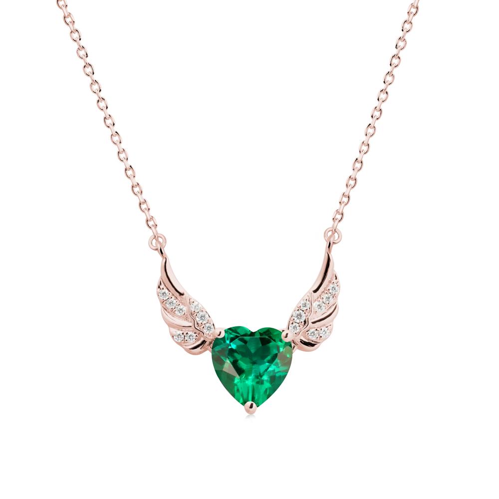 Winged Heart Shaped Emerald Pendant - LUO Jewelry #metal_18k rose gold