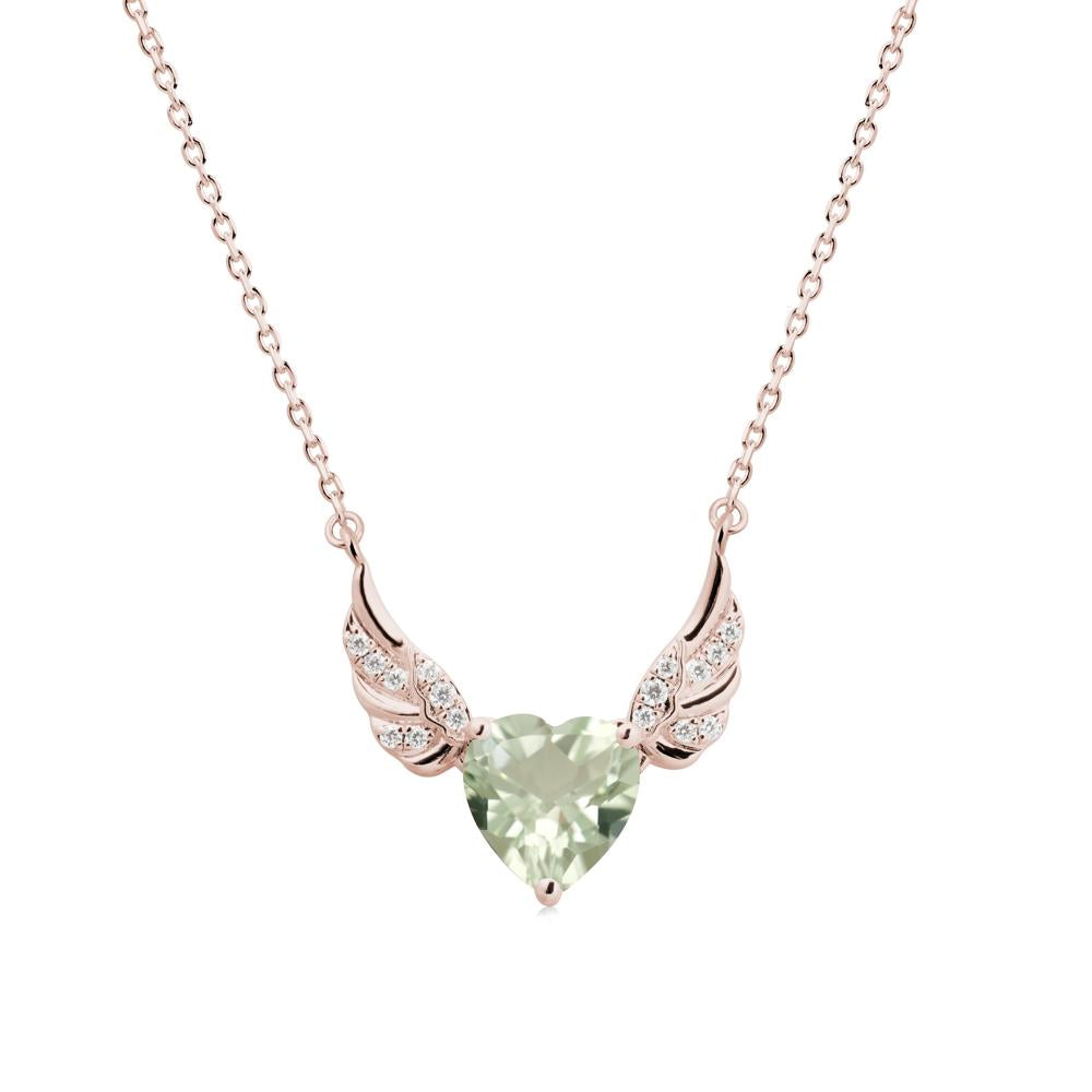 Winged Heart Shaped Green Amethyst Pendant - LUO Jewelry #metal_14k rose gold