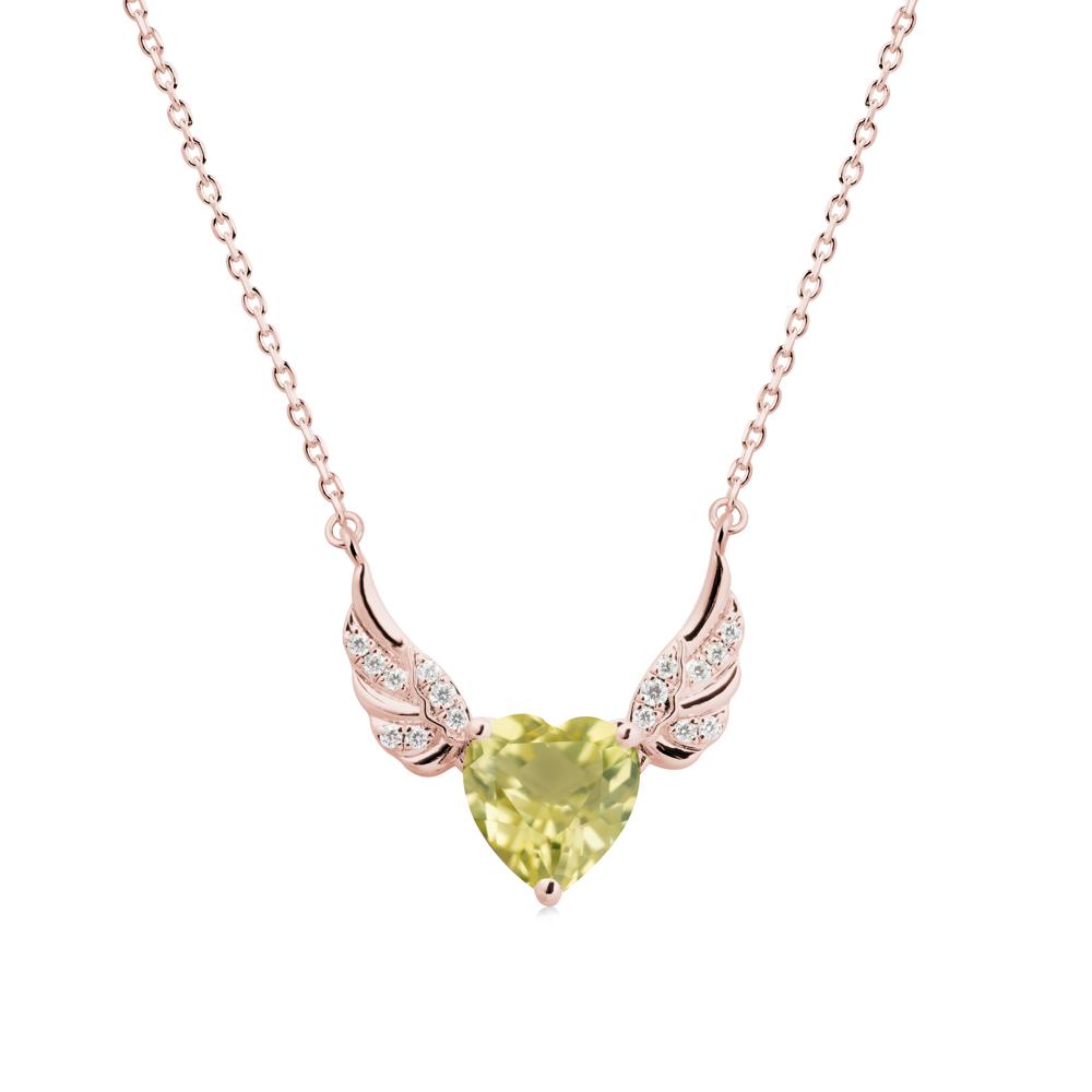Winged Heart Shaped Lemon Quartz Pendant - LUO Jewelry #metal_18k rose gold