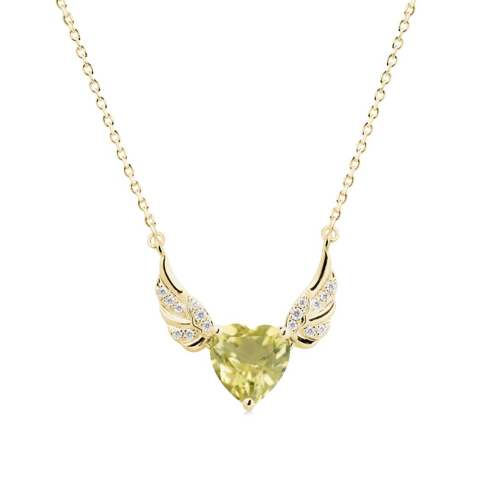 Winged Heart Shaped Lemon Quartz Pendant - LUO Jewelry #metal_18k yellow gold
