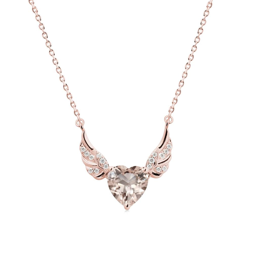 Winged Heart Shaped Morganite Pendant - LUO Jewelry #metal_18k rose gold