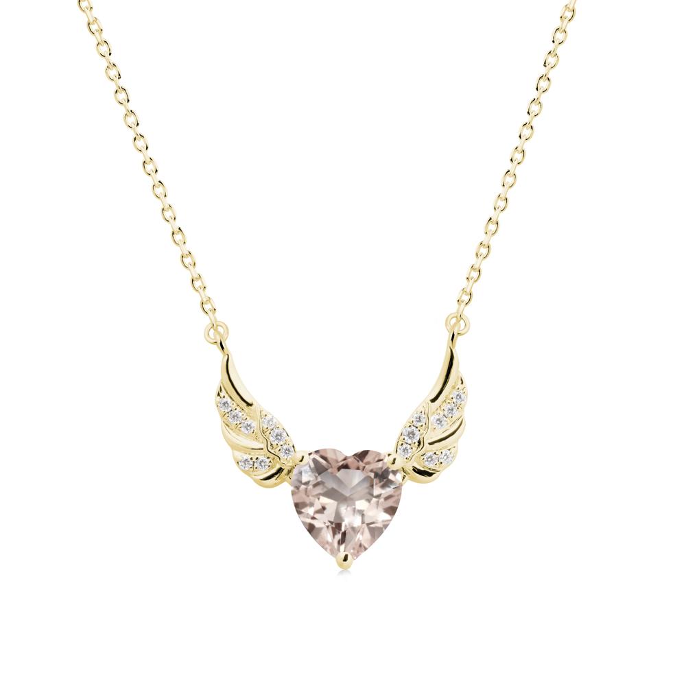 Winged Heart Shaped Morganite Pendant - LUO Jewelry #metal_18k yellow gold