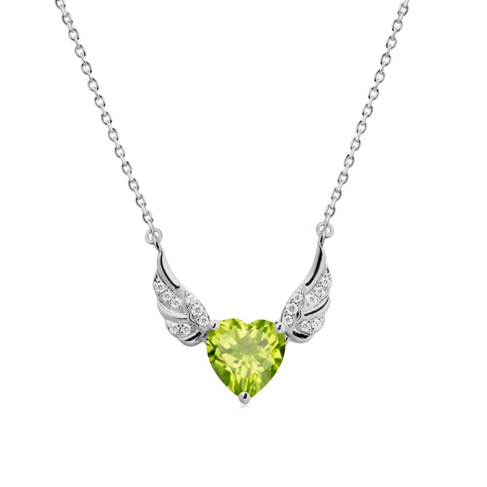 Winged Heart Shaped Peridot Pendant - LUO Jewelry #metal_platinum