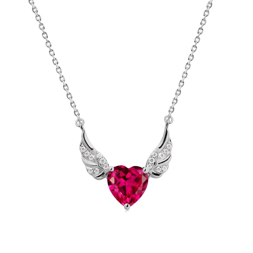 Winged Heart Shaped Ruby Pendant - LUO Jewelry #metal_platinum