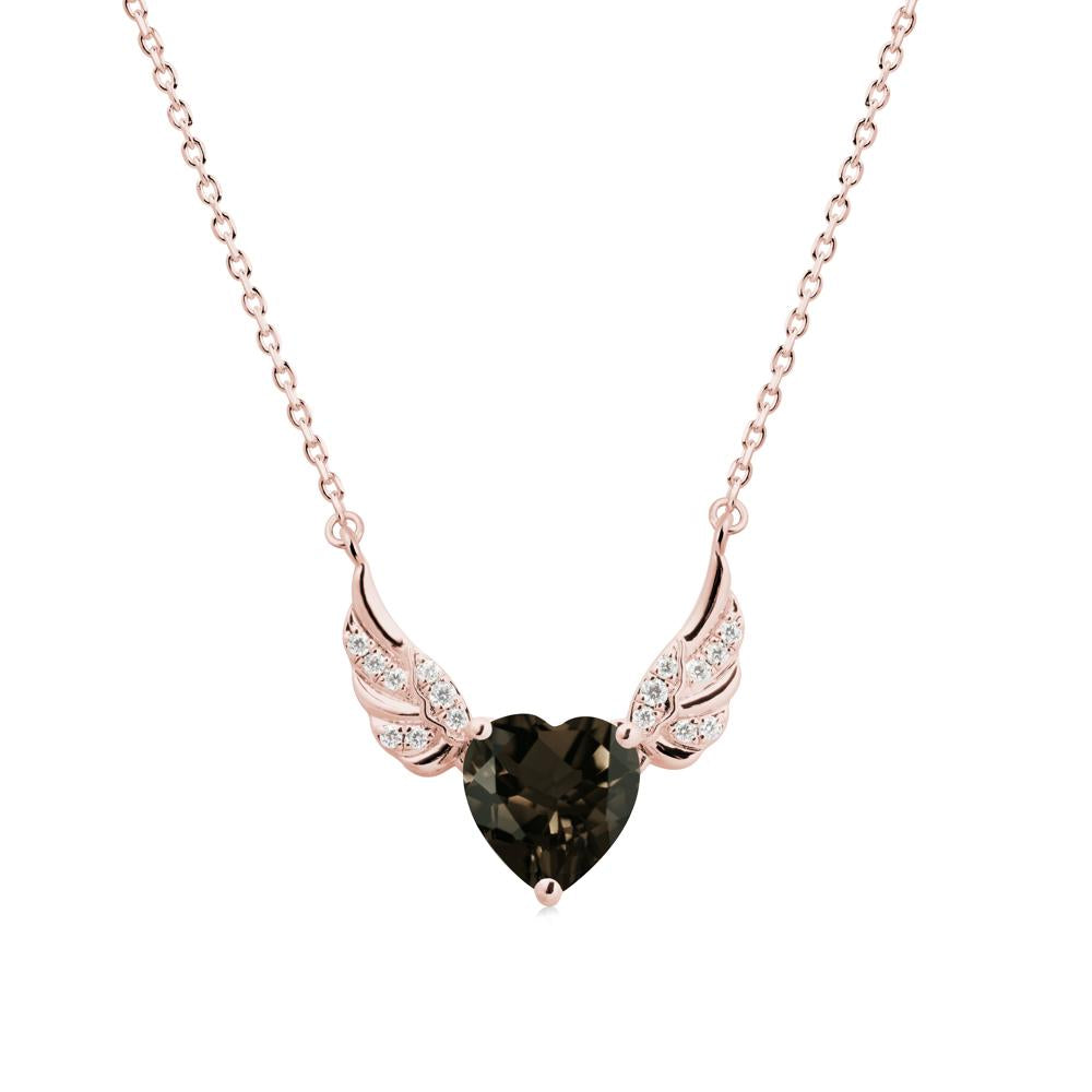Winged Heart Shaped Smoky Quartz Pendant - LUO Jewelry #metal_18k rose gold