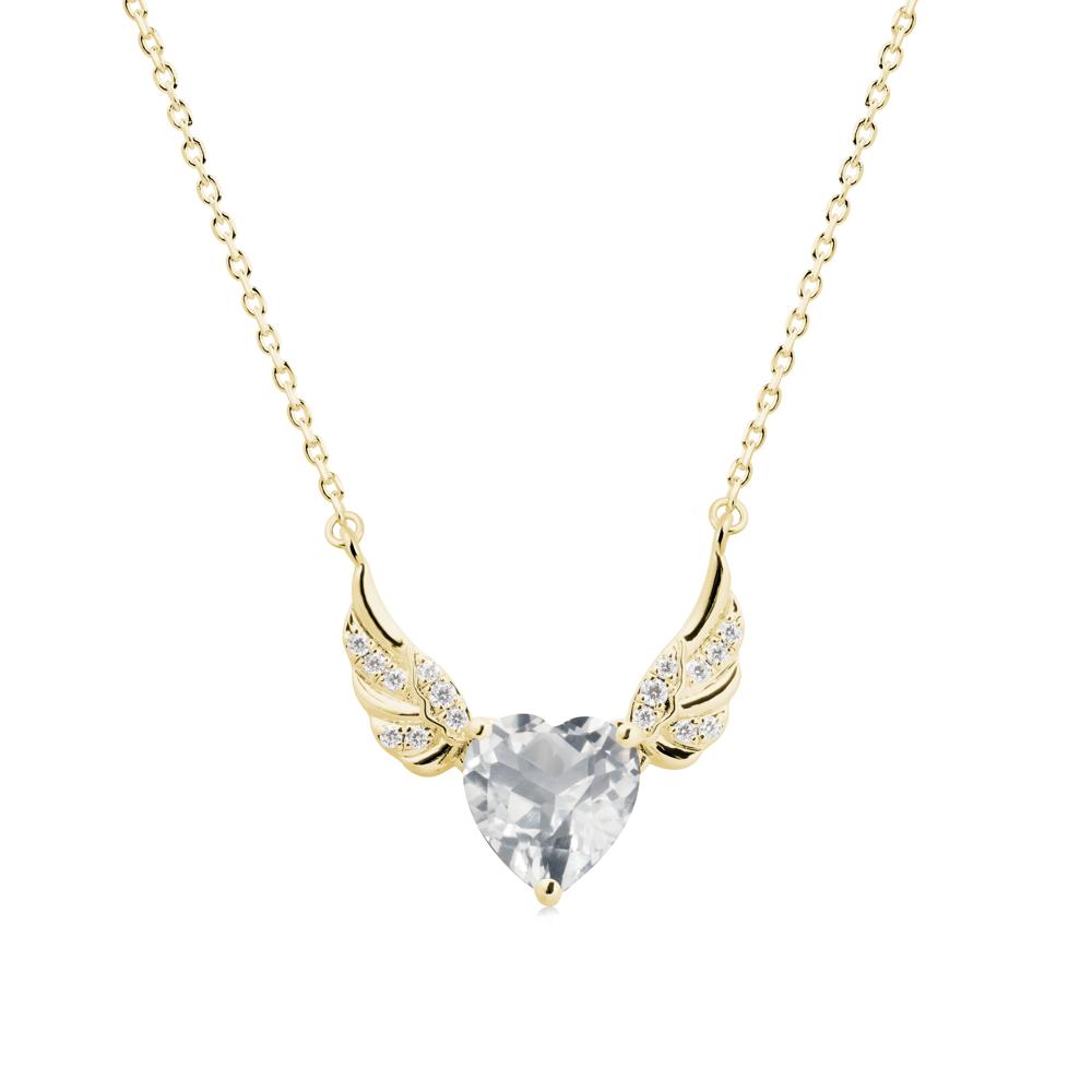 Winged Heart Shaped White Topaz Pendant - LUO Jewelry #metal_18k yellow gold
